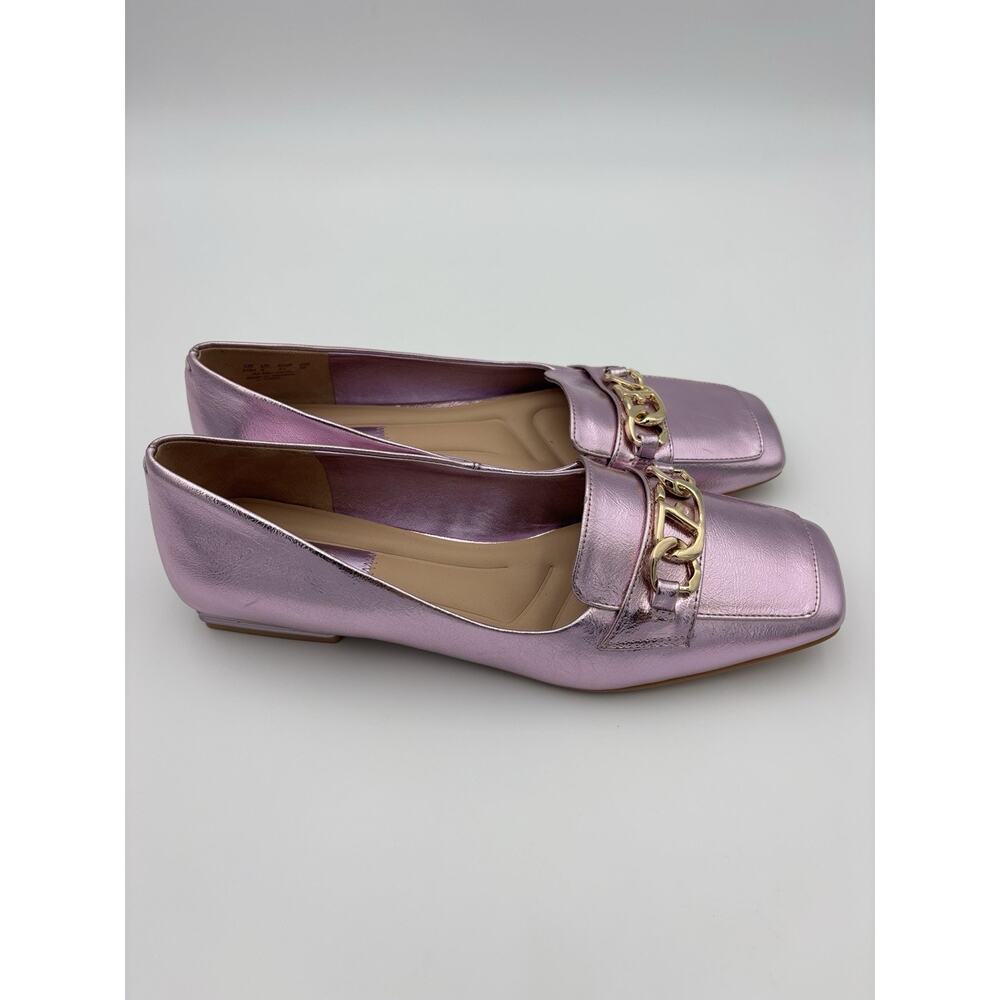 Franco Sarto Loafers Flats Pink Metallic Size 10 Chain Accent - Picture 13 of 13